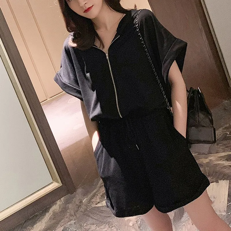 Women's Summer Black Grey Jumpsuit Shorts Casual Loose Short Sleeve Playsuits Solid Female Rompers Pockets Overalls Women's Summer Black Grey Jumpsuit Shorts Casual Loose Short Sleeve Playsuits Solid Female Rompers Pockets Overalls