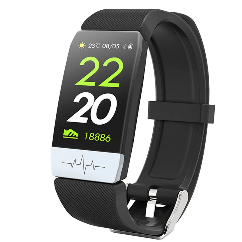 Wearpai Q1S умные часы пульсометр кровяное давление smartwatch ЭКГ дисплей сна фитнес-трекер Android IOS - Цвет: WP-Q1S-BK