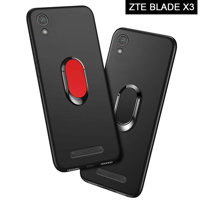 ZTE Blade X3 Case Luxury A452 5.0 Inch Soft Black Silicone Magnetic Car Holder Ring Coque Funda | Мобильные телефоны и