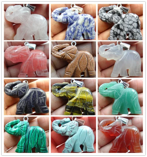 

38*40MM Beautiful Elephant mixing Pendant Gem Necklace Loose Bead A57