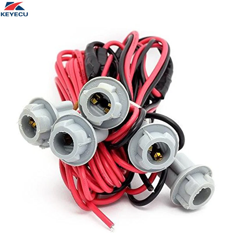 

KEYECU 5PCS T10 Socket Clearance Cab Roof Running Light Extension Holder Harness Cab Marker Lights Wiring Kit