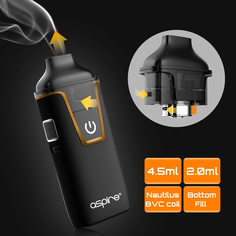 Tanie Zestaw do papierosów elektronicznych Aspire Nautilus AIO Vape 4.5ml system pod atomizerem cewka bvc wbudowana bateria 1000mAh Vaporizador