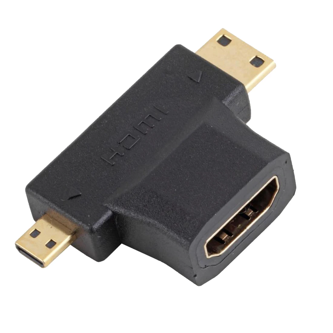 Centechia портативный HDMI Женский мини микро HDMI Мужской V1.4 90 градусов 3 в 1 адаптер Черный Позолоченный конвертер «Мама-папа»