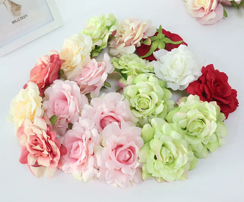 Flone 11cm DIY High Quality Artificial Rose Flowers Head Fake Flower Silk Flower For Wedding Home Party Decor Art Floral (12)