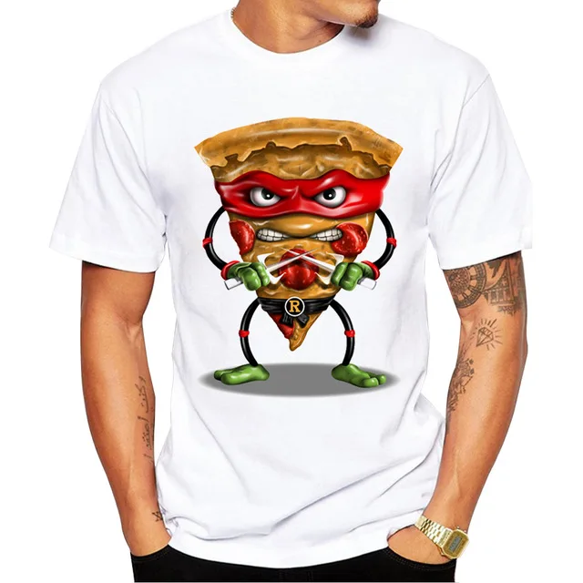 2018 Забавный Еда Дизайн Для мужчин футболка Fashion Ninja пицца печатных короткий рукав