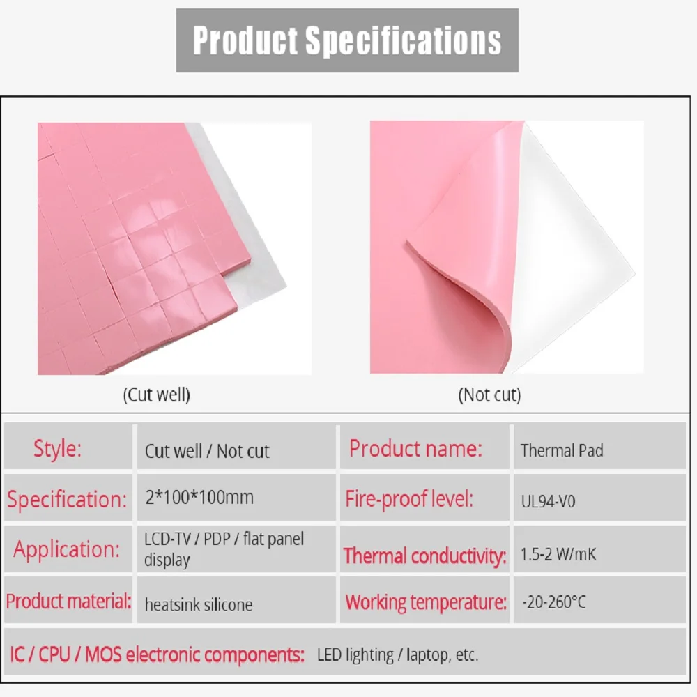 High-Performance Silicone Thermal Pads - Multi-Thickness Heatsink Cooling Solution