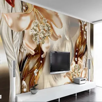 

3D Abstract Diamond Jewelry Photo Wallpaper Murals Stereoscopic Embossed Murals for Living Room TV Background Wall Decorative