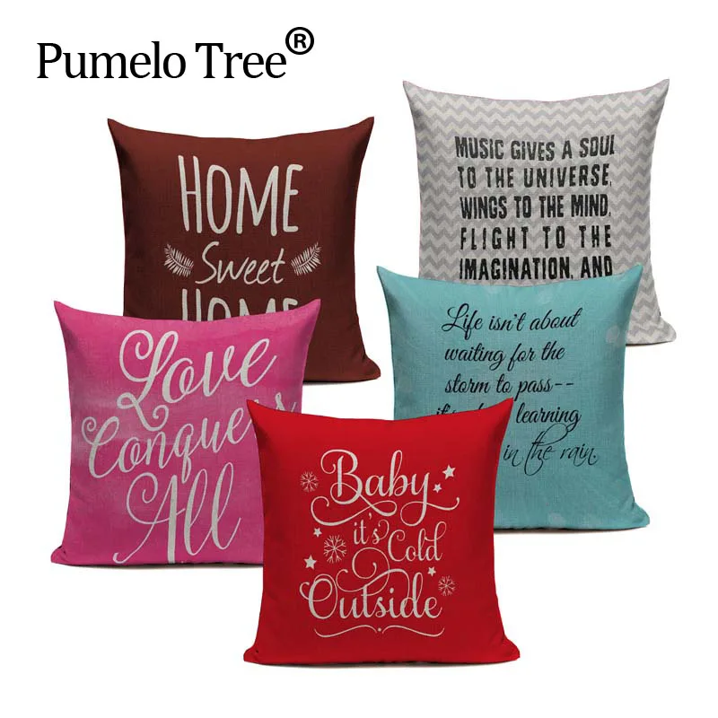 

High Quality Letter Cushions Cover Home Living Textile Car Sofa Decor Woven Linen Pillow Cover Throw Pillows Pillowcase Gift