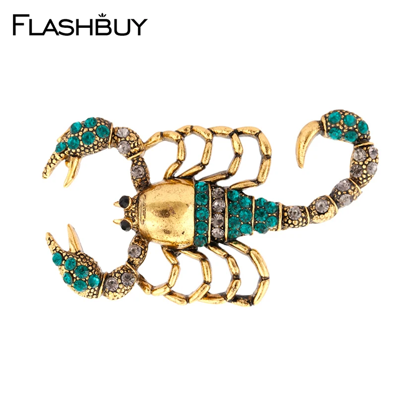 Flashbuy стразы брошь скорпиона для женщин ювелирные изделия из сплава кристалл броши с насекомыми одежда ретро Брошь булавка украшение