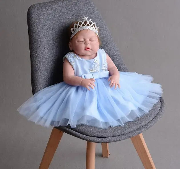 

22" princess bebe gift doll reborn Silicone Reborn babies With Nice blue dress Lifelike newborn babies girls toys children gift
