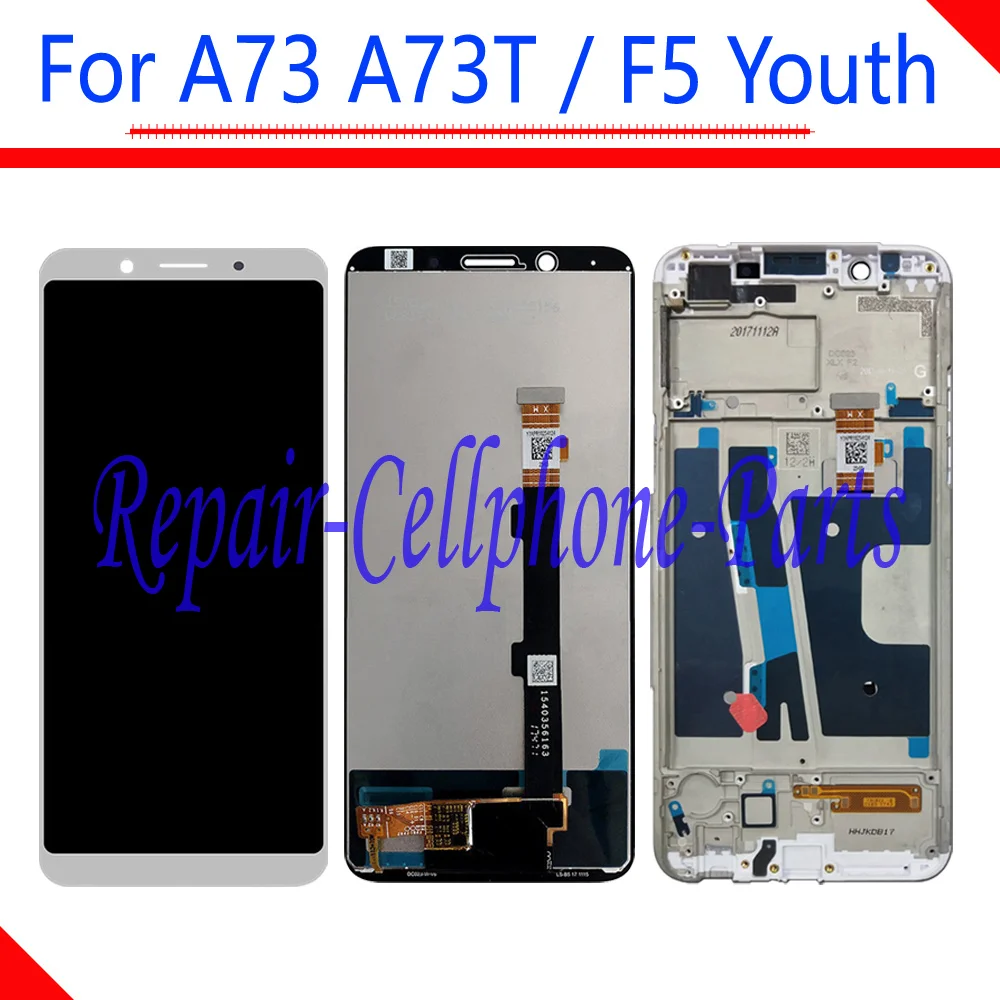 

Black / White 6.0 inch New Full LCD DIsplay +Touch Screen Digitizer Assembly With Frame Replacement For OPPO A73 A73T / F5 Youth