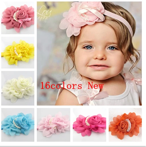 16Color chiffon Headband for Photography props rose flower Headbands
