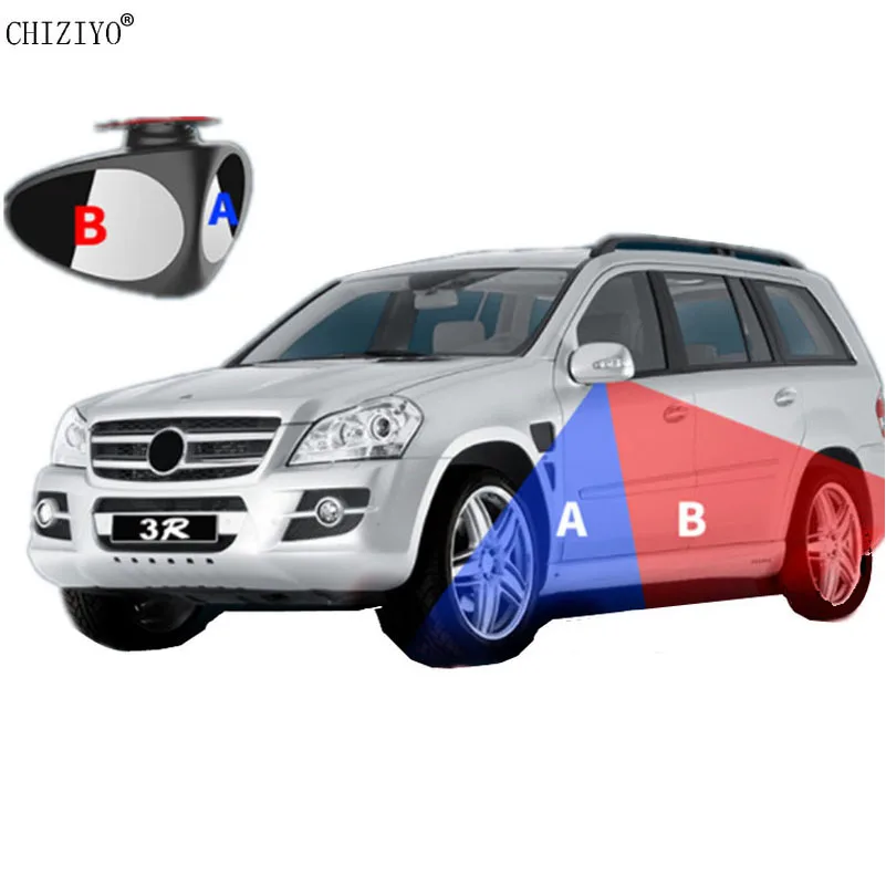 

360 Rotation Adjustable Convex Rear View Mirror 2 in 1 Car Blind Spot Mirror Car Front And Rear Wheel Blind Zone Mirror CHIZIYO
