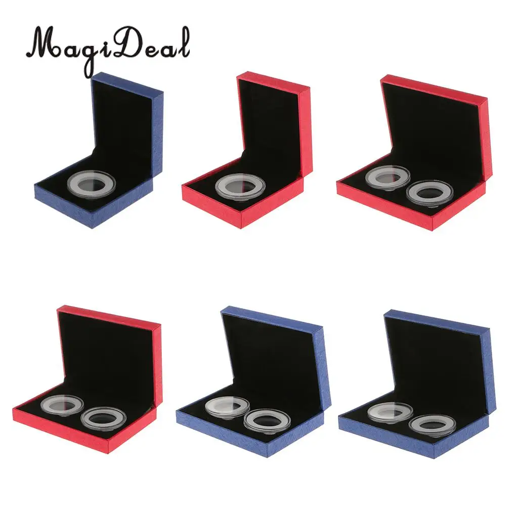 MagiDeal необычный одиночный/двойной держатель для монет дисплей для 38 мм/40 мм памятные монеты подарочная коробка - Цвет: 38MM Single Red