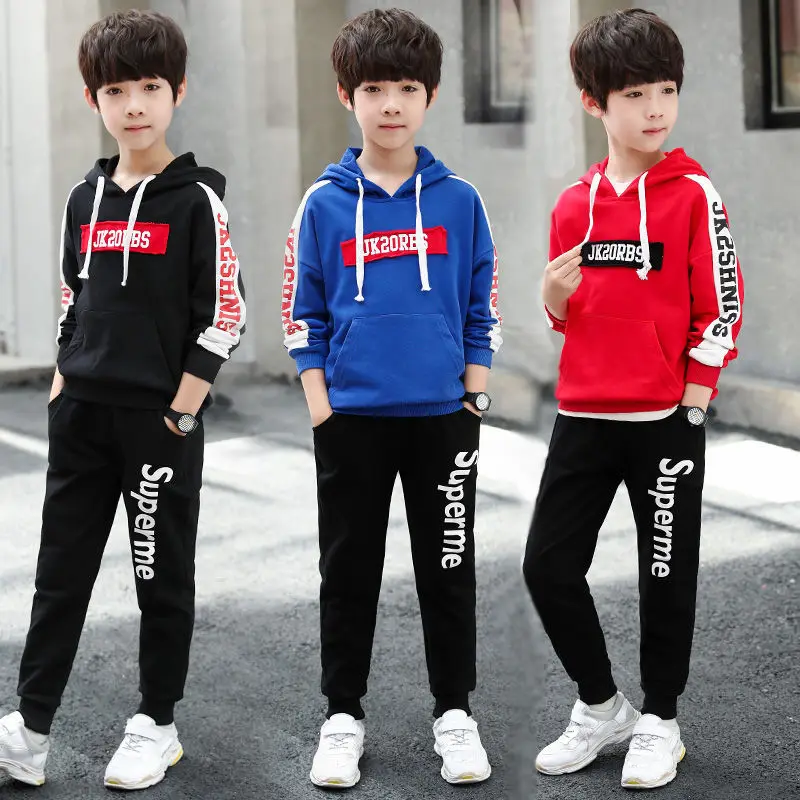 

Children's suit 2019 spring and autumn new letter sports sweater + pants two-piece long-sleeved cotton boy clothes