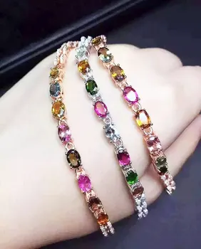 

Q 925 sterling silver with natural tourmaline bracelet with female