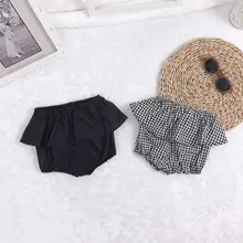 Лето, новые детские шорты черно-белые клетчатые шорты для маленьких девочек, 1620 корейские кружевные штаны в клетку