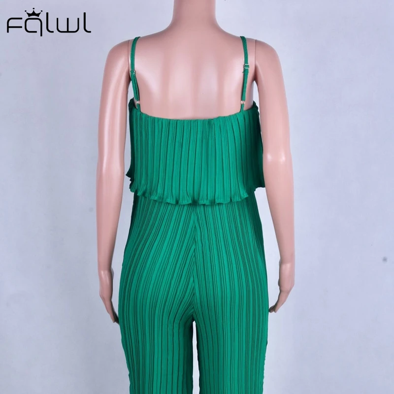 Женский комбинезон без бретелек FQLWL Зеленый Свободный с открытой спиной и
