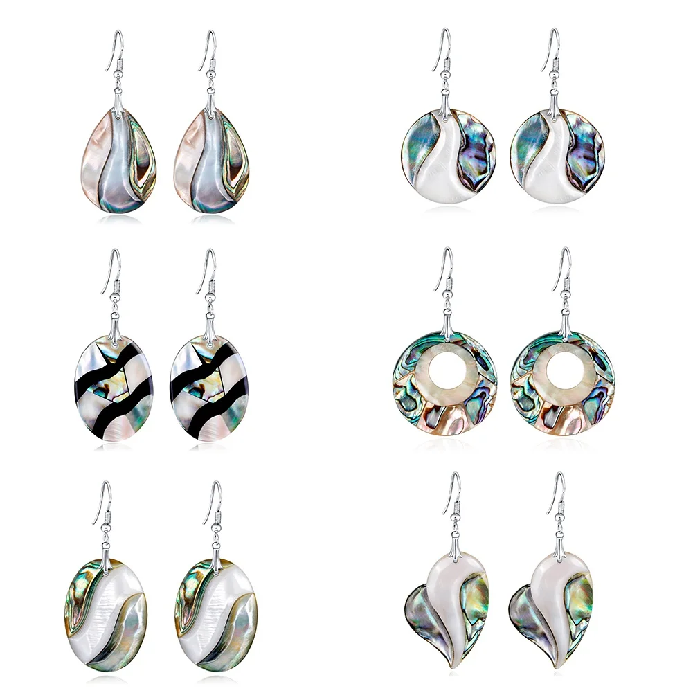 2018 New Natural Stone Oval Earrings for Women Fashion Designer Inspired Abalone Shell Large ...