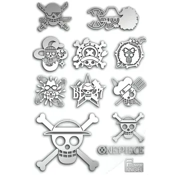 

11pcs/set Silver 3D DIY Metal Stiker Anime Stickers One Piece LOGO Decal for Phone Laptop Sticker toy for children