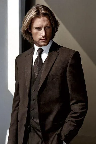 High Quality Chocolate Brown Groom Tuxedos Notch Lapel Groomsmen Best Man Wedding Suits Bridegroom 2017 (Jacket+Pants+Vest+Tie)