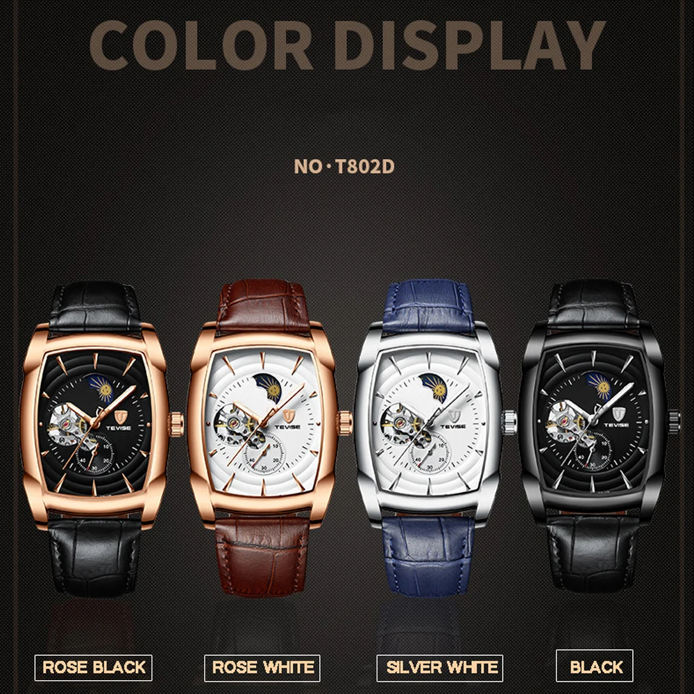 Tevise Automatic Watch Men Luxury Brand Mens Mechanical Watches Tourbillon Male Self-Winding Sport Wristwatch Relogio Masculino