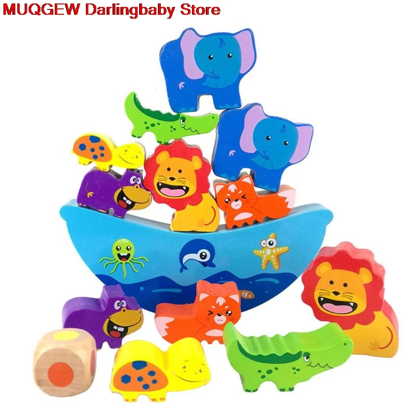 

Wooden Animals Stacked Balance Early Learning Parent Game Fun Funny Gadgets Novelty Interesting Toys For Children Birthday Gift