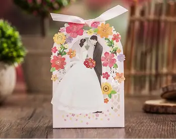 

Free Shipping 50PCS/LOT CB6018 New Design Wedding Candy Box Paper Box