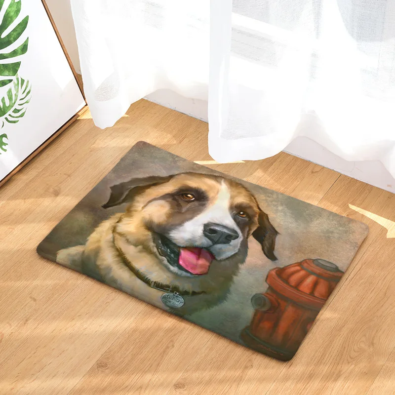 Doormat Carpets Oil Painting Dog Print Mats Floor Kitchen Bathroom Rugs 40X60  My Pet World Store