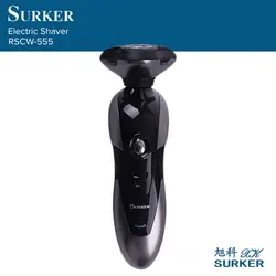 SURKER RSCW-555 моющиеся электробритва комплект 3 голов вращающийся триммер для бороды Бритвы Для мужчин Уход за лицом ЕС Plug подарок на день отца