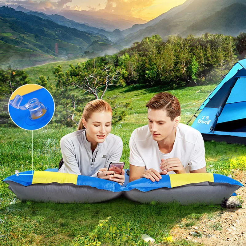 

Double Self Inflating Camping Mattress Inflatable Sleeping Pad Camping Air Mattress with Pillow D1626