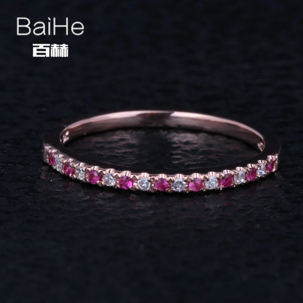 BAIHE однотонное 14K розовое золото 0.2CT H/SI круглые натуральные бриллианты камни