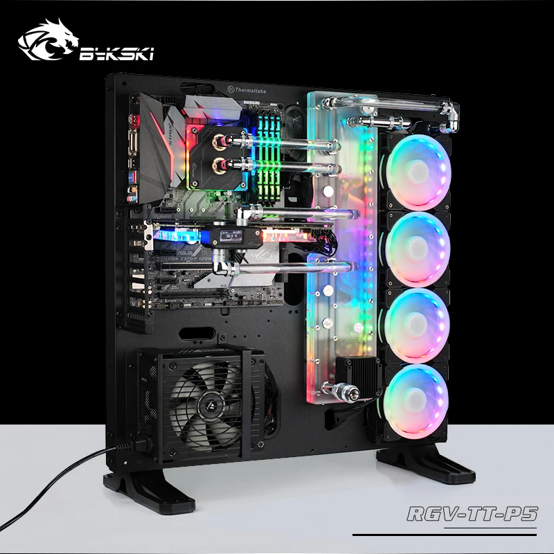 BYKSKI акриловая доска водный канал решение использовать для ThermalTake/Tt Core P5 для ЦП GPU Блок/3PIN RGB/вместо резервуара