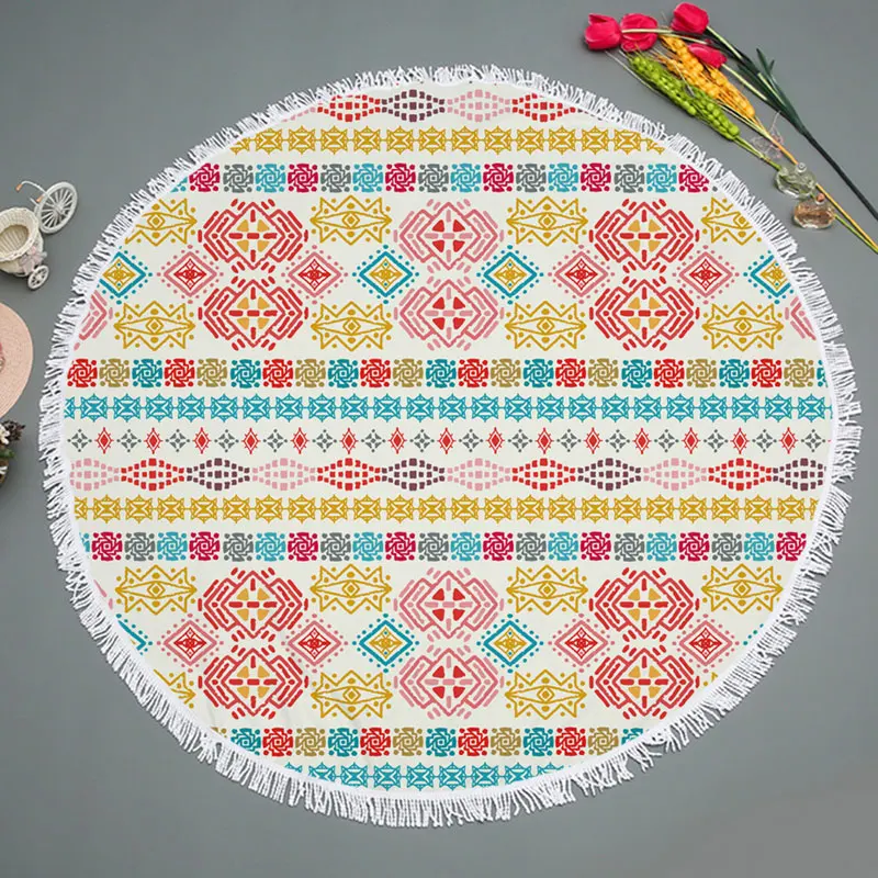 

Fashion Wholesale products comfortable high-grade Bath Towel Many Color geometric Round Beach Towel creative soft Beach Towel