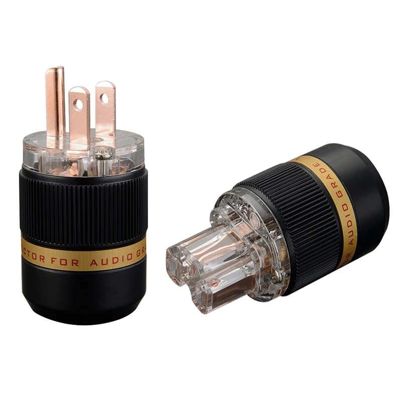 Выборг пара Здравствуйте hi End алюминиевый сплав VM502 VF502 Чистая медь США AC мощность Plug& IEC разъем для аудио DIY сетевой мощность кабель