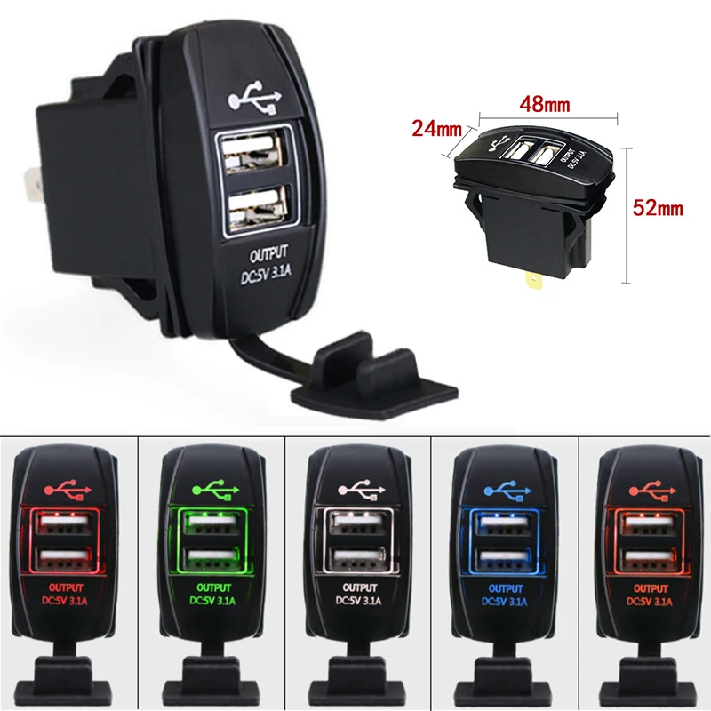 

3.1A Dual USB Socket Charger Power Adapter Waterproof 12V-24V For Car Motor Charger For Samsung Galaxy S10e Note 8 Note 9 S8 S9