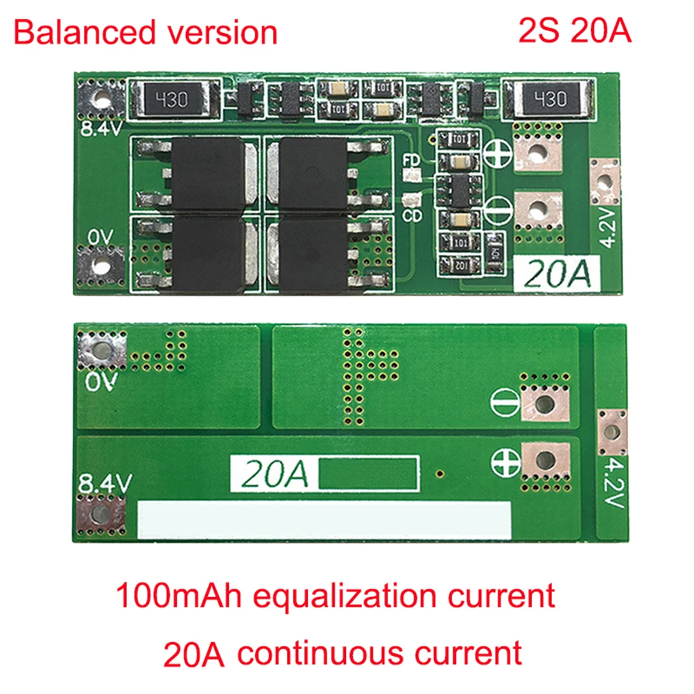 2S 20A 7,4 V 8,4 V 18650 Защитная плата для литиевой батареи BMS баланс/стандартный тип