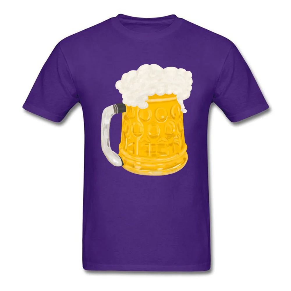  Man Top T-shirts Glass of Beer Birthday Tops Shirt Cotton Round Collar Short Sleeve Design T Shirt Summer Autumn Glass of Beer purple