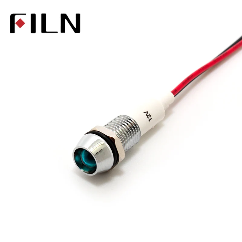 10mm Red Yellow Blue Green LED Metal Indicator Light Waterproof IP67 Signal Lamp 3V 5V 6V 9V 12V 24V 110V 220V  White Pilot Seal (5)