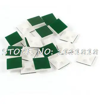 

White Plastic Sticky Adhesive 4mm Wire Cable Tie Wrap Mount Base 20 Pcs