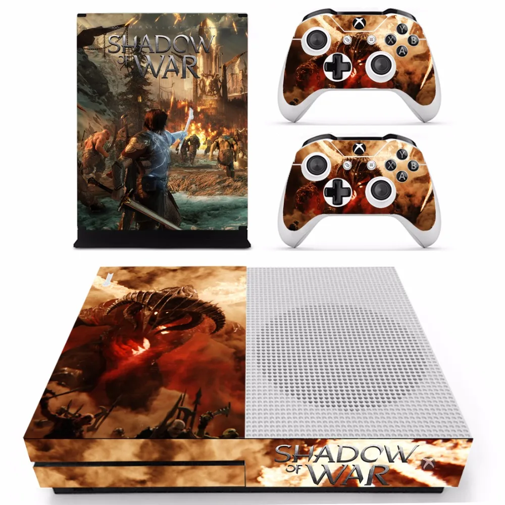 Игра Shadow of War кожи Стикеры наклейка для Microsoft Xbox One S консоли и 2 контроллеры шкуры