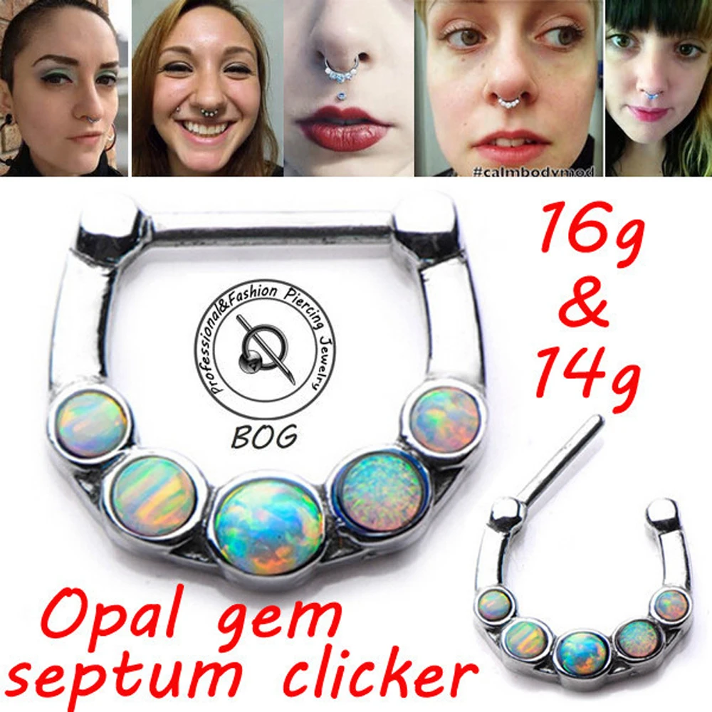 BOG 316L ювелирные изделия для пирсинга тела из хирургической стали с опалом|septum