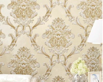 

Beibehang Bedroom living room wallpaper mural simple European - style Damascus 3D stereo TV background wall wallpaper tapety