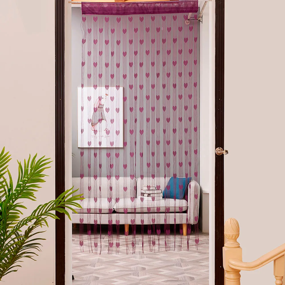 100x200 см Love Heart струнная занавеска для окна или двери, прозрачная занавеска, балдахин, украшение дома, декоративная занавеска для гостиной - Цвет: Purple