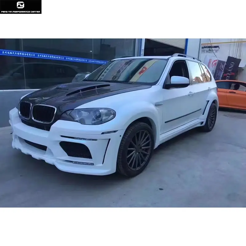 X5 E70 A Стиль FRP Неокрашенный Комплект кузова переднего бампера заднего бампера боковые юбки крылья колеса брови для BMW E70 X5 08-13