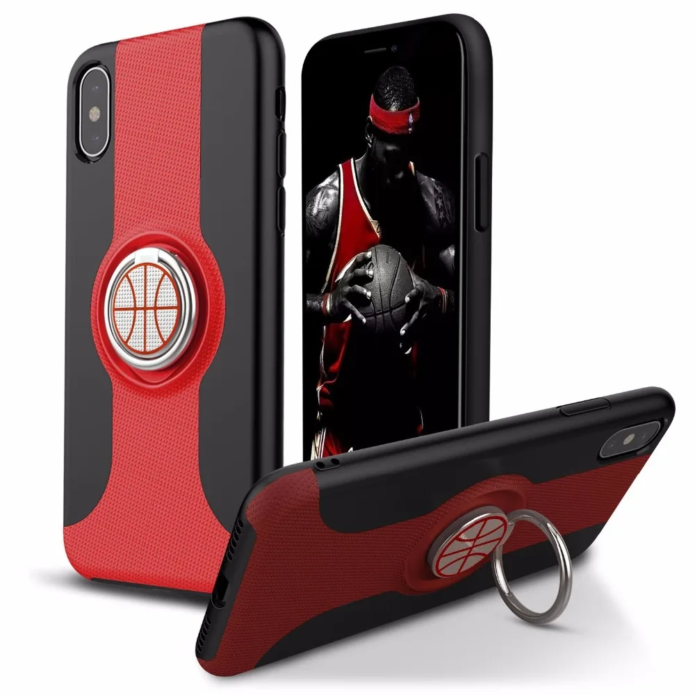 ICHECKEY Basketball Sports Phone Case for Apple Iphone 8 TPU+PC With Finger Ring 4 Colors New Style |
