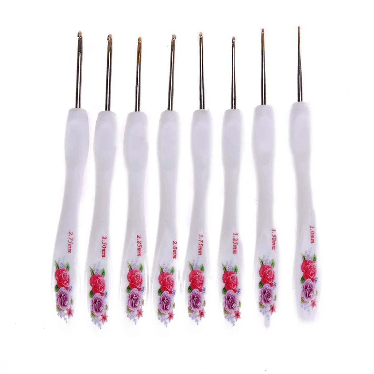 JX-LCLYL 8pcs New Soft Handle Flower Aluminium Crochet Hook Knitting Needles Set 1~2.75mm