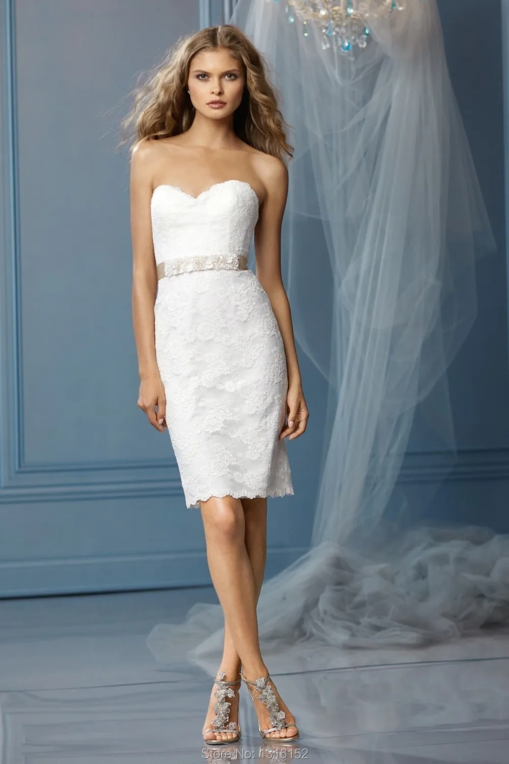 Free shipping elegant beautiful lace Cocktail Dresses belt decoration