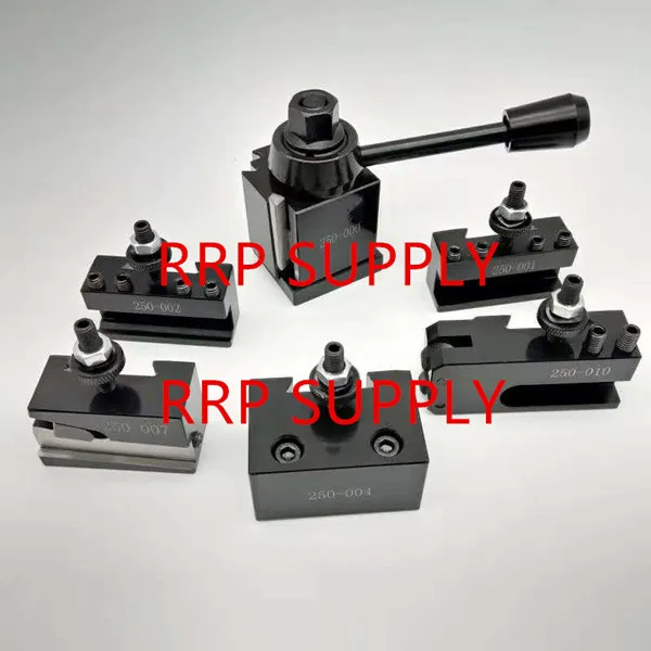 

New 250-000 Mini Wedge style Quick Change Tool post set. 1pc 250-000 tool post+5pcs tool holders, use for lathe swing 6"-9"