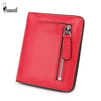 

FUNMARDI New Genuine Leather Women Wallets Short Coin Purse Bags Small Wallet Leather Purse Female REID Card Holder WLHB2002